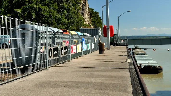 Waste containers on the shore